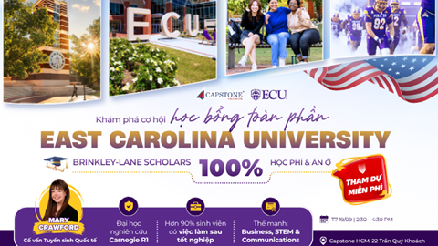 Học bổng toàn phần tại East Carolina University - Đại học nghiên cứu hàng đầu Hoa Kỳ